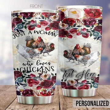 Joycorners Personalized Chicken Tumbler Just A Woman Who Loves Chickens