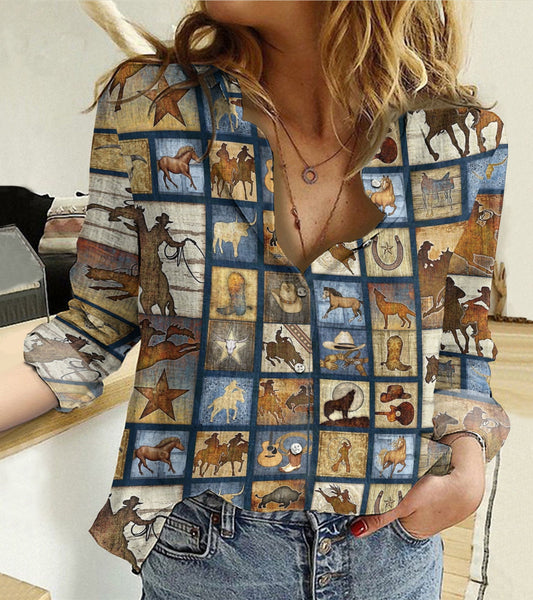 Joycorners Cowgirl Country Life All Over Printed 3D Casual Shirt