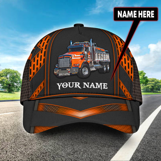 Joycorners Personalized Name Orange 03 Trucker Classic Cap