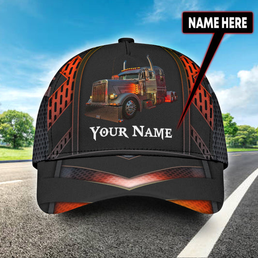 Joycorners Personalized Name Orange Trucker Classic Cap