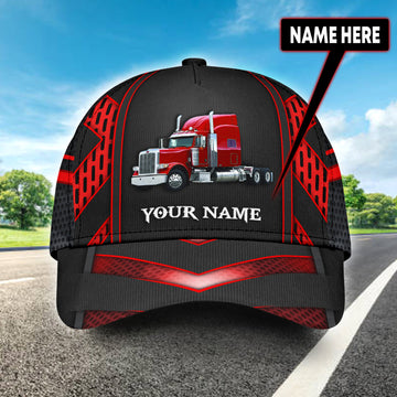 Joycorners Personalized Name Red Trucker Classic Cap