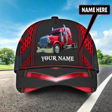 Joycorners Personalized Name Red 03 Trucker Classic Cap