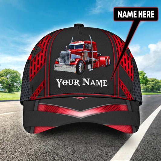 Joycorners Personalized Name Red 04 Trucker Classic Cap