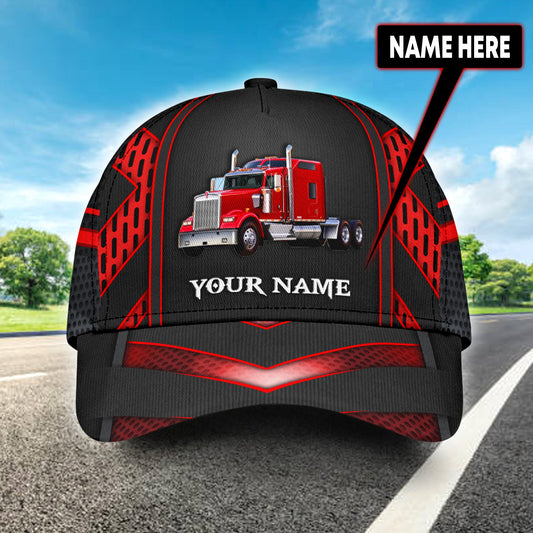 Joycorners Personalized Name Red 02 Trucker Classic Cap