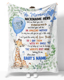 JoyCorner Personalized Printed Blanket Little Giraffe With Blue Balloon - Mothers Day Gift