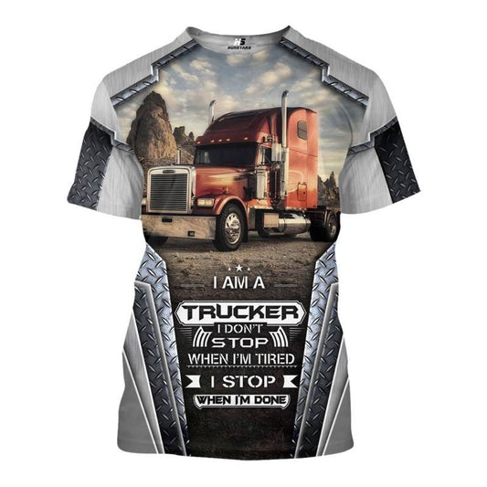 TRUCKER - Personalized Name 3D Brown Truck All Over Printed Shirt