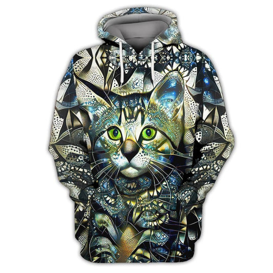 Joycorners Green Eyes Abstract Art Cat All Over Printed 3D Shirts