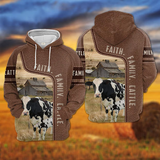 Joycorners Holstein Faith Family Cattle Personalized 3D Hoodie