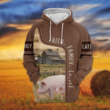 Joycorners Pig Faith Family Cattle Personalized 3D Hoodie