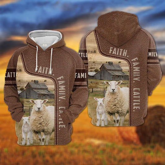 Joycorners Sheep Faith Family Cattle Personalized 3D Hoodie