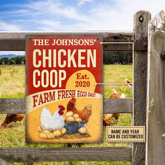 Personalized Chicken Coop Fresh Eggs Customized Classic Metal Signs