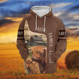 Joycorners Highland Faith Family Cattle Personalized 3D Hoodie