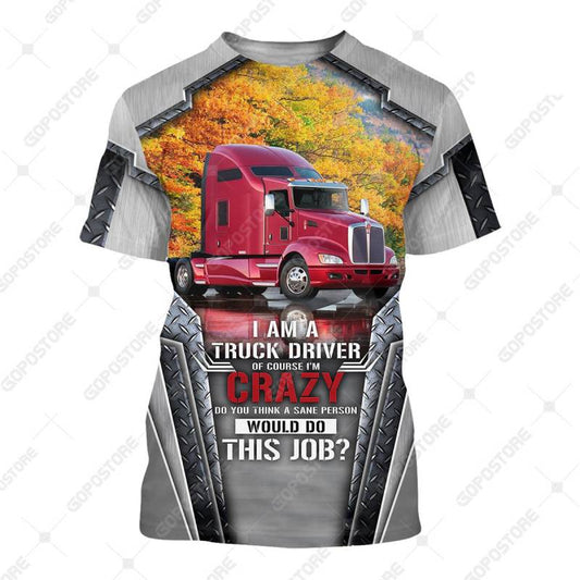 TRUCKER - Personalized Name 3D Red Truck 01 All Over Printed Shirt