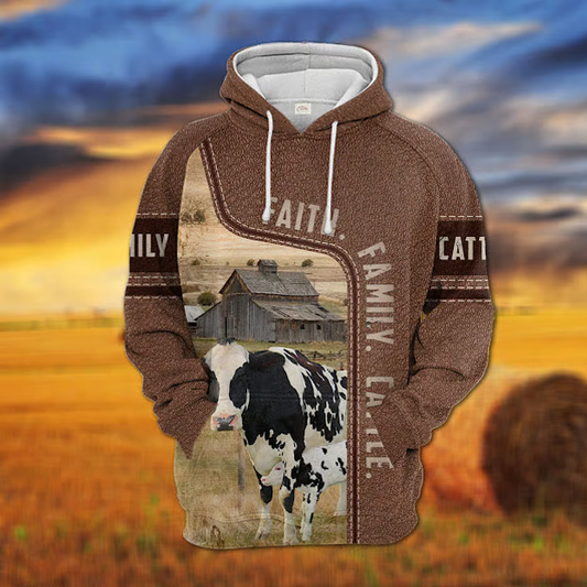 Joycorners Holstein Faith Family Cattle Personalized 3D Hoodie