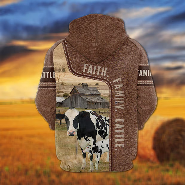 Joycorners Holstein Faith Family Cattle Personalized 3D Hoodie
