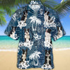 Joycorners border collie Hawaiian Tropical Plants Pattern Blue And White All Over Printed 3D Hawaiian Shirt