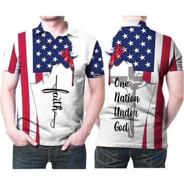 Faith One Nation Under God Us Flag Gift For Jesus Christian Lovers Religious Culture Enthusiasts All Over Print Shirt 3d