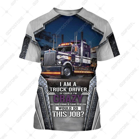 TRUCKER - Personalized Name 3D Purple Truck 03 All Over Printed Shirt