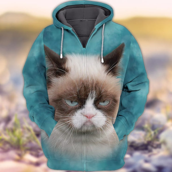 Joycorners Grumpy Kitten Face All Over Printed 3D Shirts