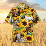 Joycorners Sunflower Goat All Printed 3D Hawaiian Shirt