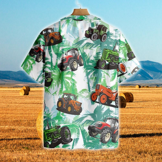 Joycorners Tractors Tropical Plants All Over Printed 3D Hawaiian Shirt