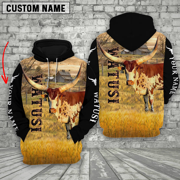 Joycorners Personalized Name Watusi On The Farm All Over Printed 3D Hoodie