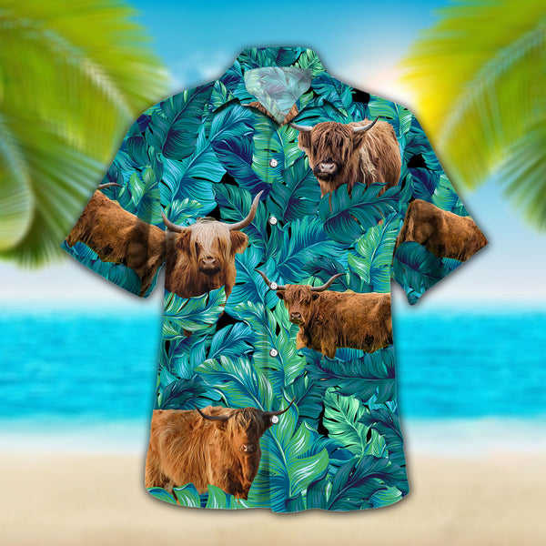 Joycorners Highland Tropical Hawaiian Palm Leaves All Over Printed 3D Hawaiian Shirt