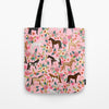 Joycorners Horses Floral Pattern Pink All Over Printed 3D Tote Bag