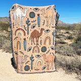 Joycorners Camel Cactus Rainbow Pattern All Over Printed 3D Woven Blanket