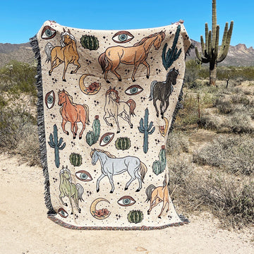 Joycorners Western Horse pattern All Over Printed 3D Woven Blanket