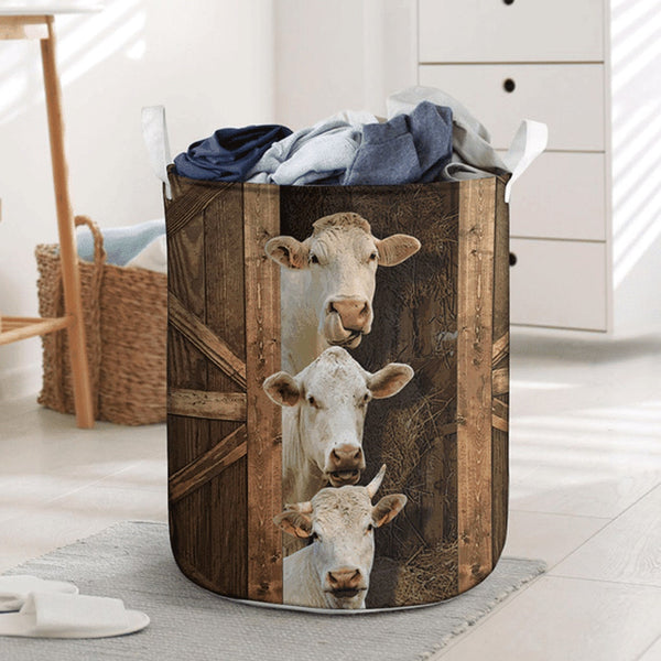 Joycorners Charolais Cattle Lover Laundry Basket