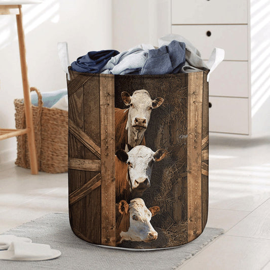 Joycorners Hereford Cattle Lover Laundry Basket