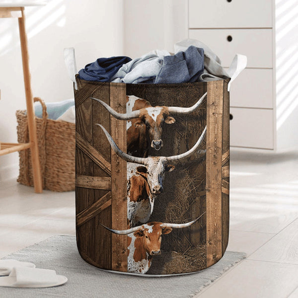 Joycorners Texas Longhorn Cattle Lover Laundry Basket
