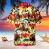 Joycorners Vintage Hereford Tropical Sunset Hibiscus And Palm Tree All Over Printed 3D Hawaiian Shirt