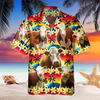 Joycorners Vintage Hereford Tropical Sunset Hibiscus And Palm Tree All Over Printed 3D Hawaiian Shirt