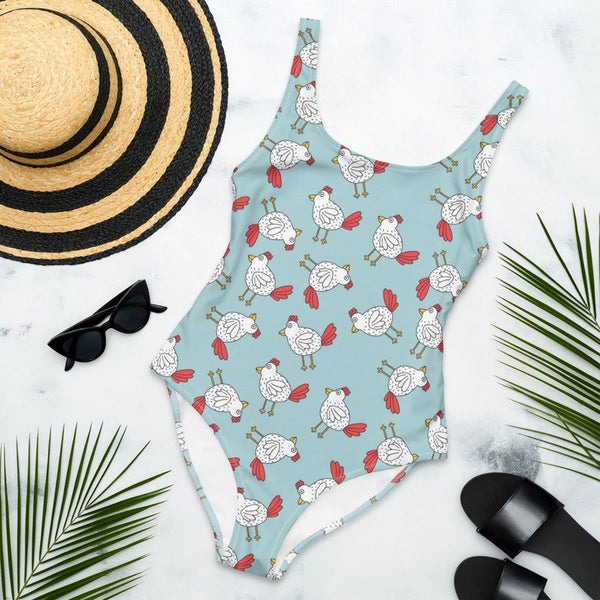 Joycorners Chicken Pattern All Over Printed 3D Bathing Suit
