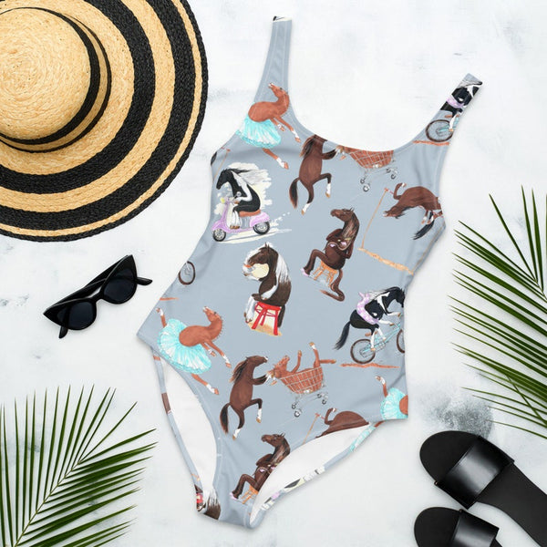 Joycorners Funny Horse All Over Printed 3D Bathing Suit