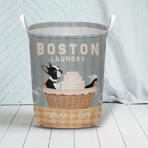 Joycorners Boston Terrier Wash & Dry Laundry Basket
