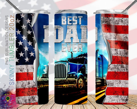 Joycorners Best Truckin Dad Ever Patriotic American Truck USA Flag Tumbler