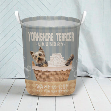 Joycorners Yorkshire Terrier Dog Wash & Dry Laundry Basket