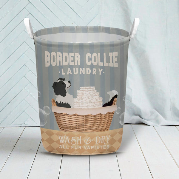 Joycorners Border Collie Dog Wash & Dry Laundry Basket