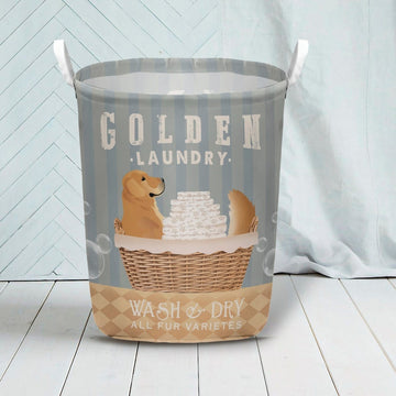 Joycorners Golden Retriever Dog Wash & Dry Laundry Basket
