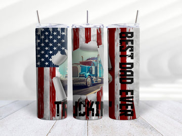 Joycorners Best Trucking Dad Ever Skinny Tumbler