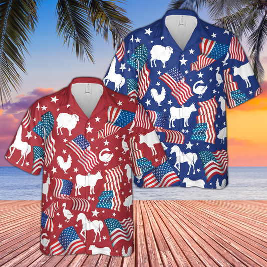 Joycorners Happy Independence Day Hawaiian Shirt For Farm Lovers