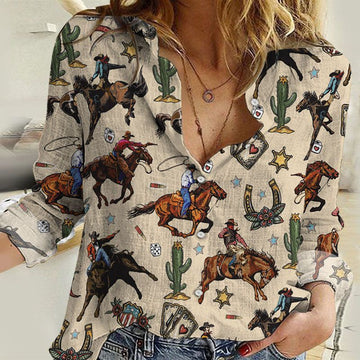 Joycorners Cowboy Horse Riding All Over Printed 3D Casual Shirt