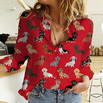 Joycorners Dachshund red All Over Printed 3D Casual Shirt