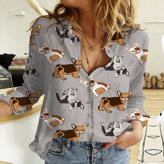 Joycorners French Bulldogs Gray All Over Printed 3D Casual Shirt