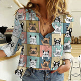 Joycorners Adorable French Bulldogs All Over Printed 3D Casual Shirt