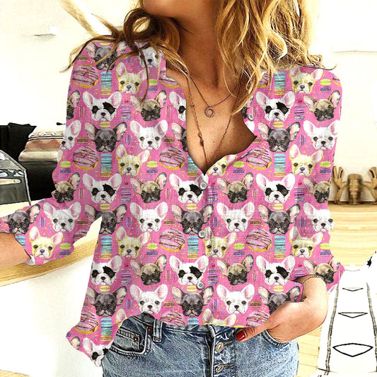 Joycorners French Bulldog Pink Donut Macaron All Over Printed 3D Casual Shirt