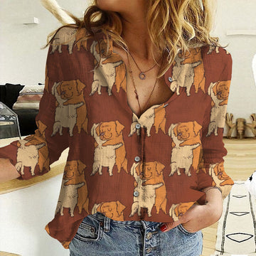 Joycorners Golden Retriever Hugging All Over Printed 3D Casual Shirt